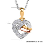 GP Amore Collection - Moissanite Heart Pendant with Chain (Size 20) in 3 Tone Plated Sterling Silver