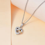 GP Amore Heart Collection - Moissanite Heart Pendant with Chain (Size 20) in 18K Vermeil YG, RG & Rhodium Plated Sterling Silver