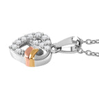 GP Amore Heart Collection - Moissanite Heart Pendant with Chain (Size 20) in 18K Vermeil YG, RG & Rhodium Plated Sterling Silver