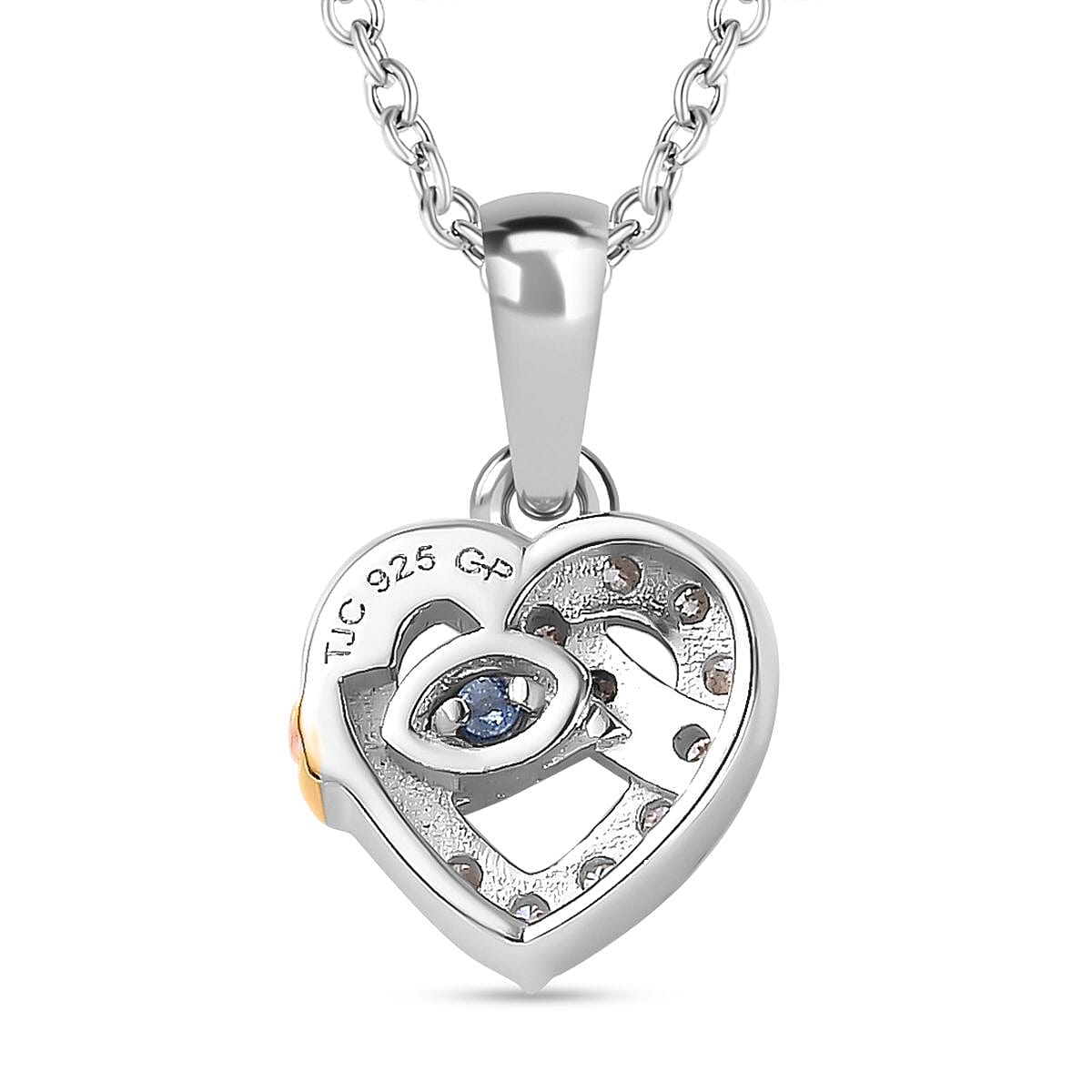 GP Amore Heart Collection - Moissanite Heart Pendant with Chain (Size 20) in 18K Vermeil YG, RG &amp; Rhodium Plated Sterling Silver 4273059 5