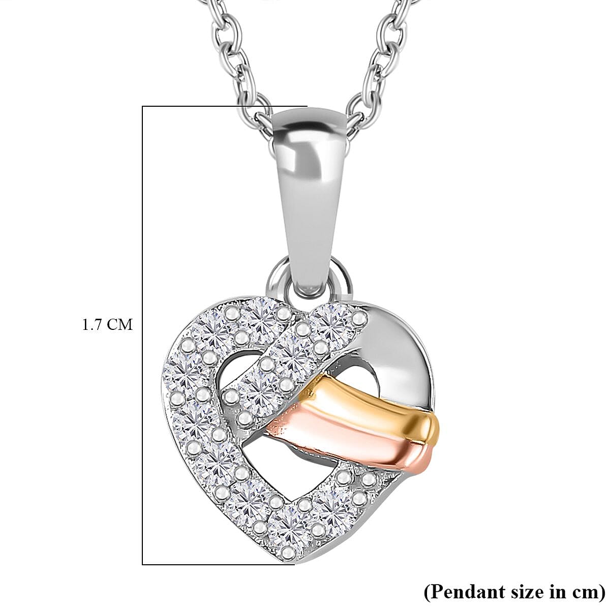GP Amore Heart Collection - Moissanite Heart Pendant with Chain (Size 20) in 18K Vermeil YG, RG &amp; Rhodium Plated Sterling Silver 4273059 7