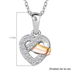 GP Amore Heart Collection - Moissanite Heart Pendant with Chain (Size 20) in 18K Vermeil YG, RG & Rhodium Plated Sterling Silver