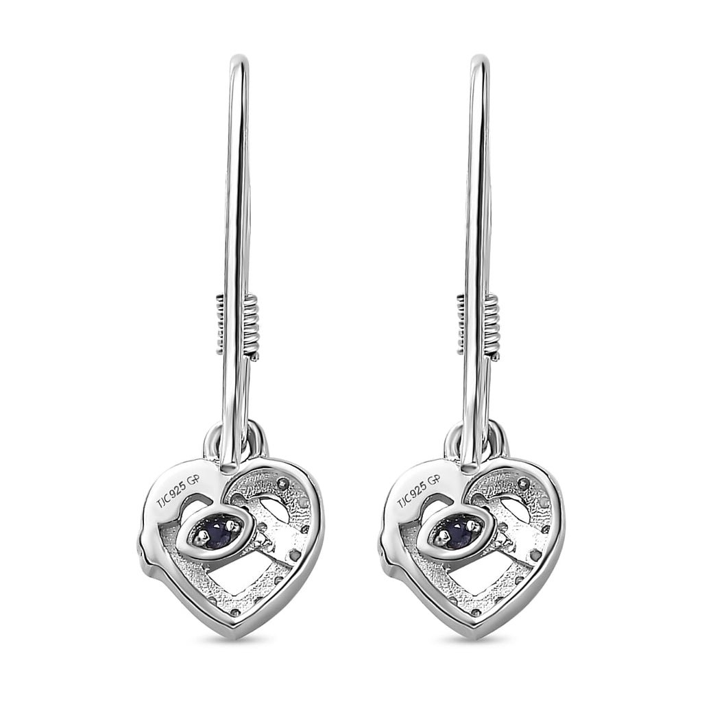 GP Amore Collection - Moissanite Heart Earrings in 3 Tone Plated Sterling Silver