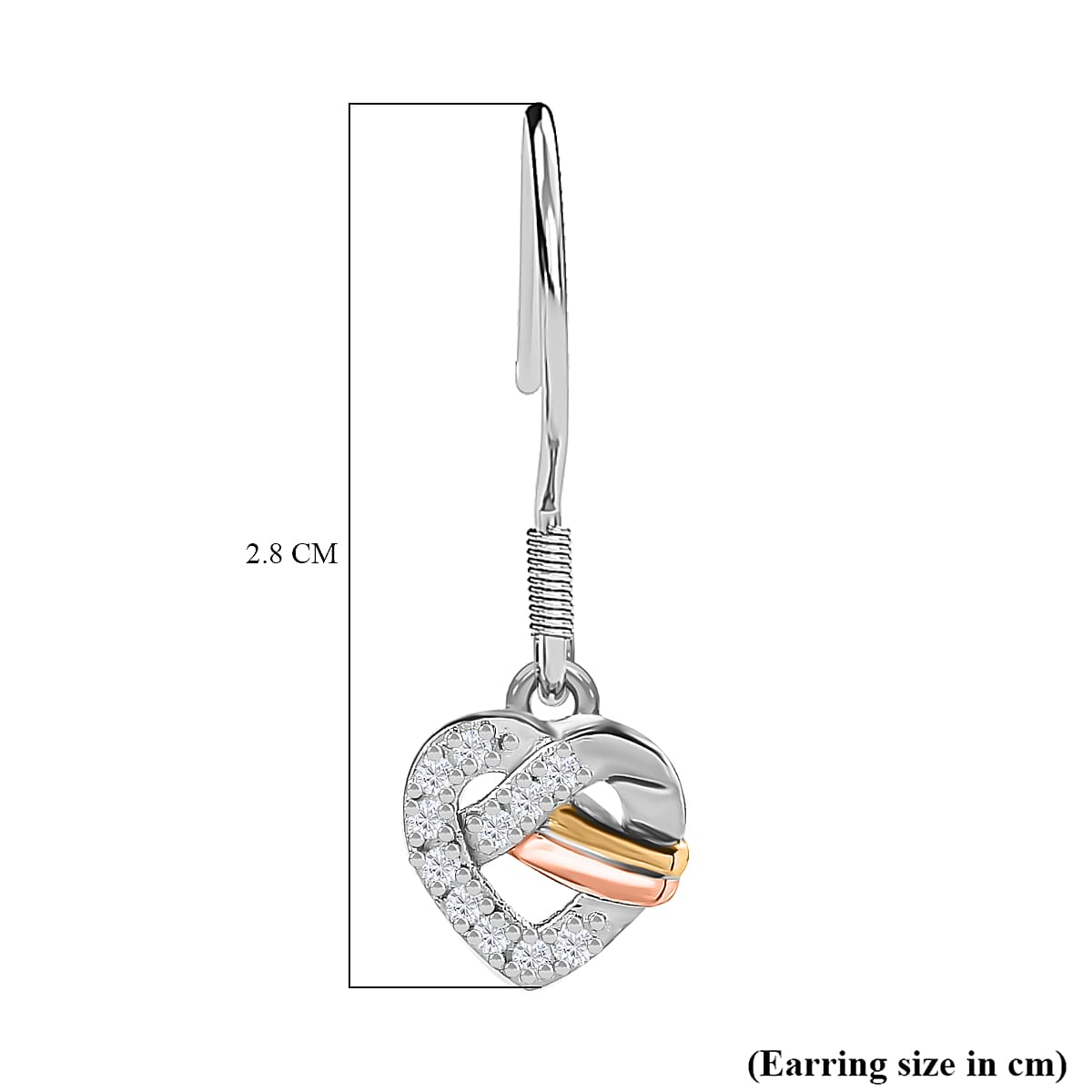 GP Amore Collection - Moissanite Heart Earrings in 3 Tone Plated Sterling Silver 7740551 7