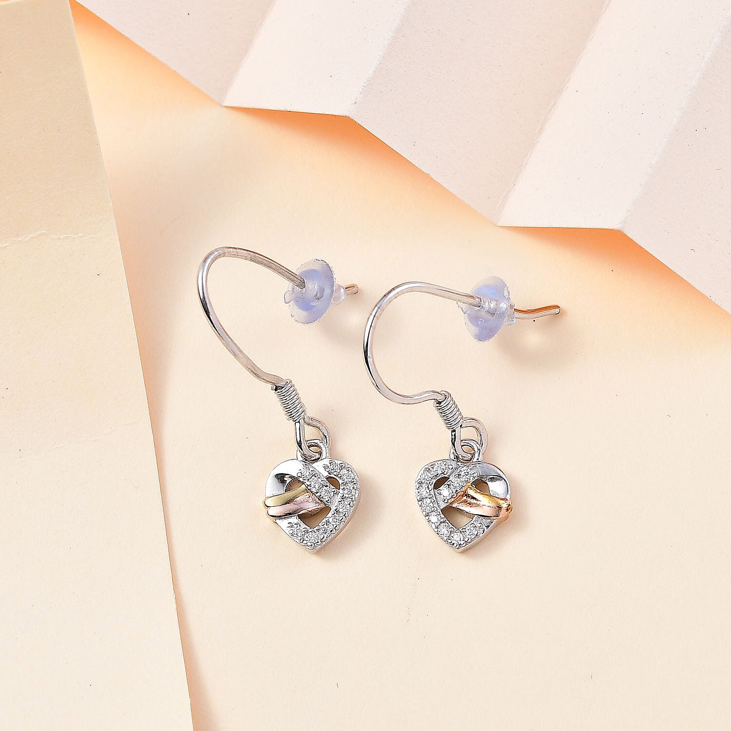 GP Collection - Moissanite Heart Dangle Earrings in in 18K Vermeil Yellow Gold, Rose Gold and Rhodium Plated Sterling Silver 7781414 2