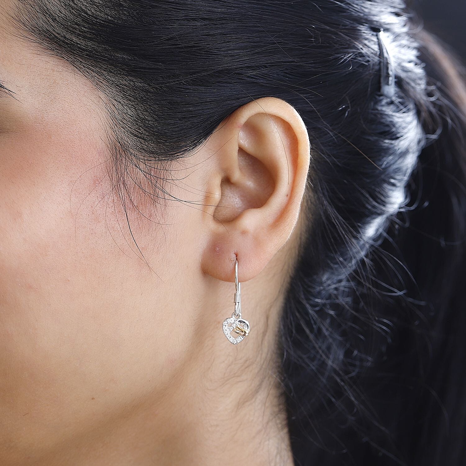 GP Collection - Moissanite Heart Dangle Earrings in in 18K Vermeil Yellow Gold, Rose Gold and Rhodium Plated Sterling Silver 7781414 3