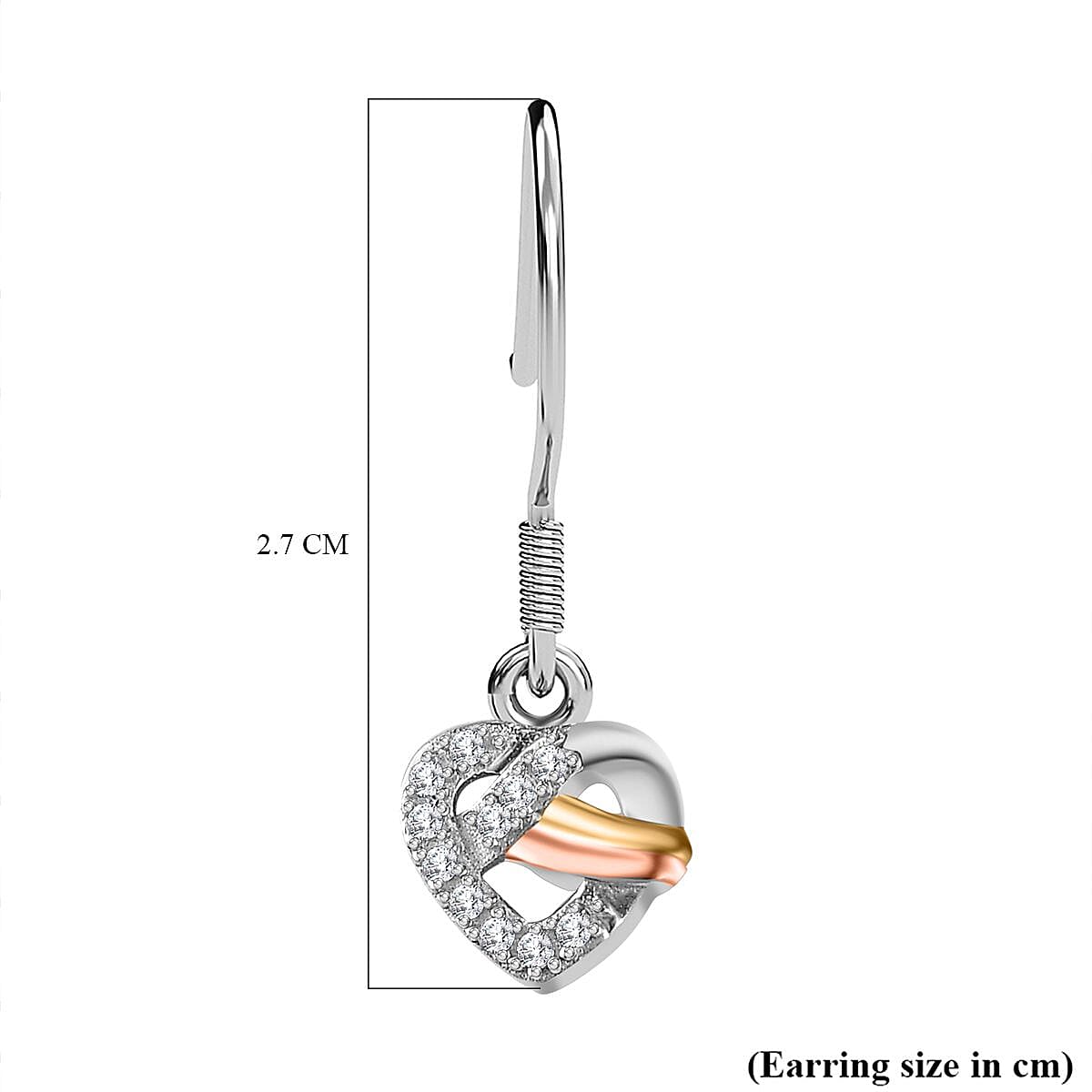 GP Collection - Moissanite Heart Dangle Earrings in in 18K Vermeil Yellow Gold, Rose Gold and Rhodium Plated Sterling Silver 7781414 5