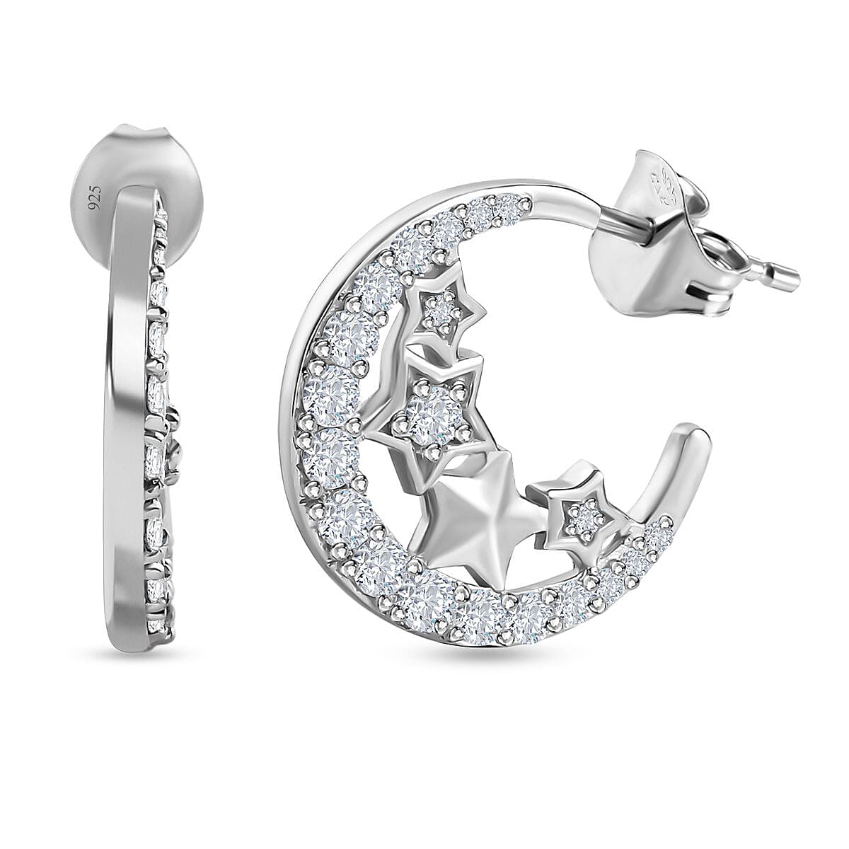 GP Celestial Collection - Moissanite Earrings in Platinum Overlay Sterling Silver 1.42 Ct. 7731242 0