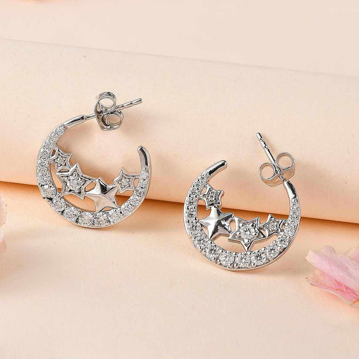 GP Celestial Collection - Moissanite Earrings in Platinum Overlay Sterling Silver 1.42 Ct. 7731242 2