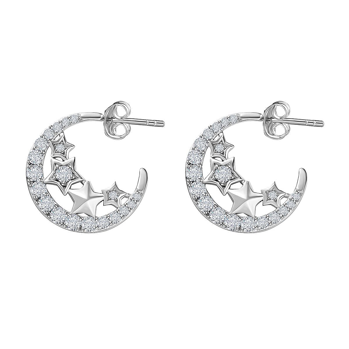 GP Celestial Collection - Moissanite Earrings in Platinum Overlay Sterling Silver 1.42 Ct. 7731242 4