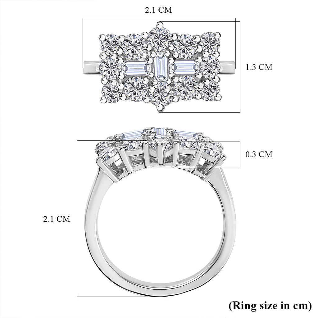 Moissanite Boat Ring in Sterling Silver 2.32 Ct.