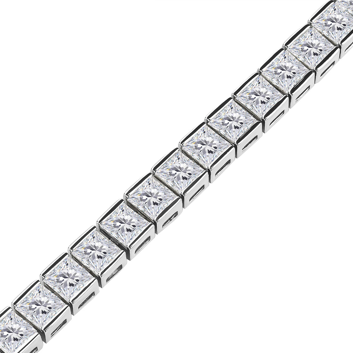 Moissanite Bracelet (Size - 7) in Rhodium Overlay Sterling Silver 14.00 Ct, Silver Wt. 12.40 Gms 3891097 6