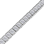 Moissanite Bracelet (Size - 7) in Rhodium Overlay Sterling Silver 14.00 Ct, Silver Wt. 12.40 Gms