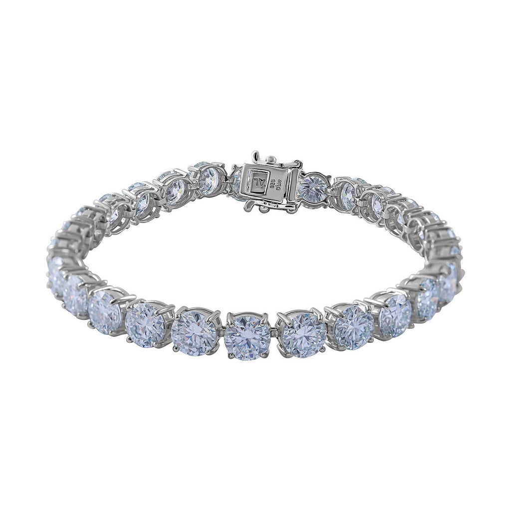 Moissanite Bracelet (Size - 8) in Rhodium Overlay Sterling Silver 26.00 Ct, Silver Wt. 11 Gms
