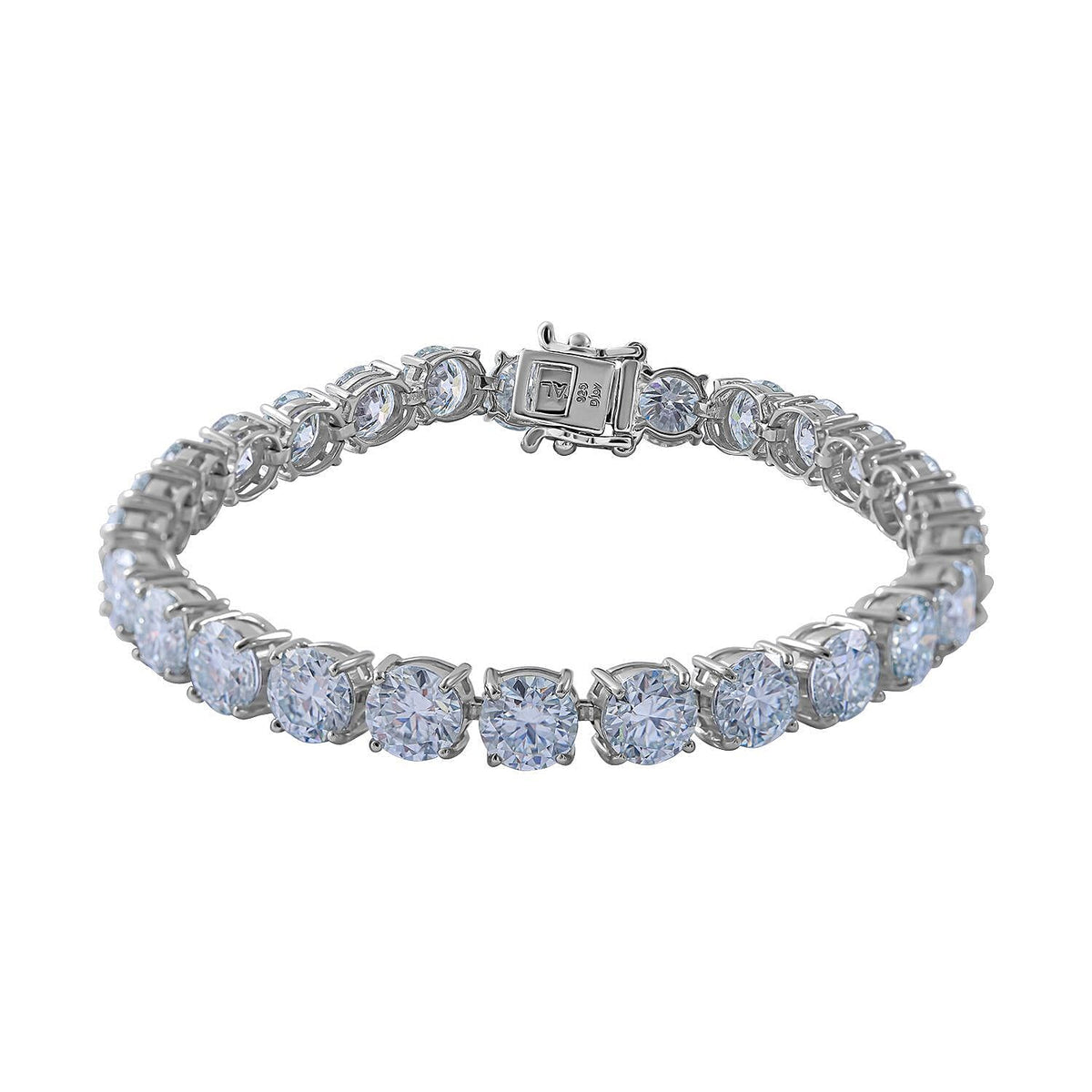 Moissanite Bracelet (Size - 7) in Rhodium Overlay Sterling Silver 26.00 Ct. 7371528 0
