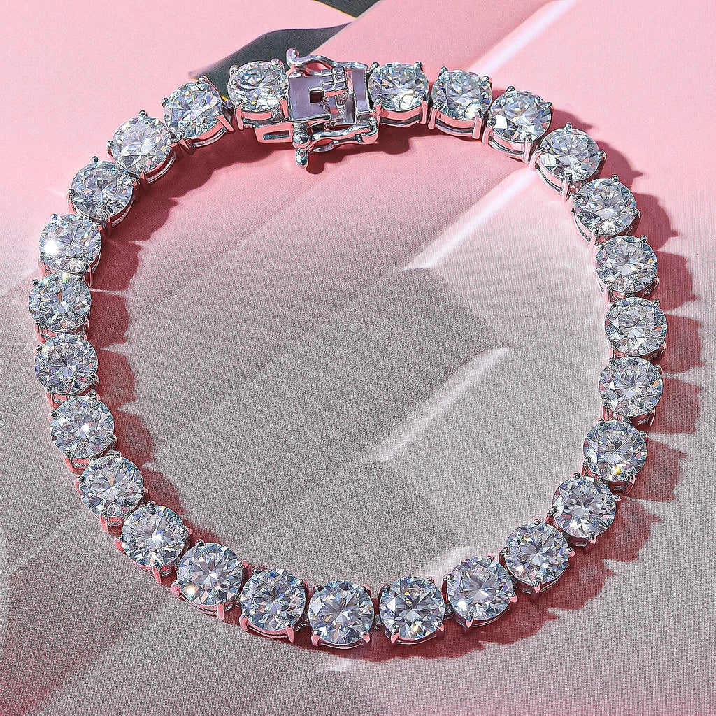 Moissanite Bracelet (Size - 8) in Rhodium Overlay Sterling Silver 26.00 Ct, Silver Wt. 11 Gms