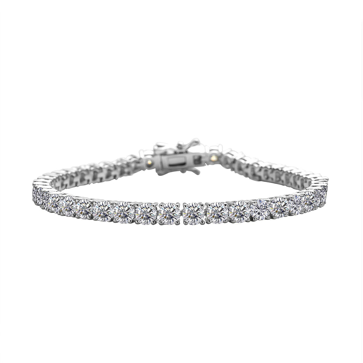 Moissanite Bracelet (Size - 7) in Rhodium Overlay Sterling Silver 9.25 Ct, Silver Wt. 8.00 Gms 3890735 2