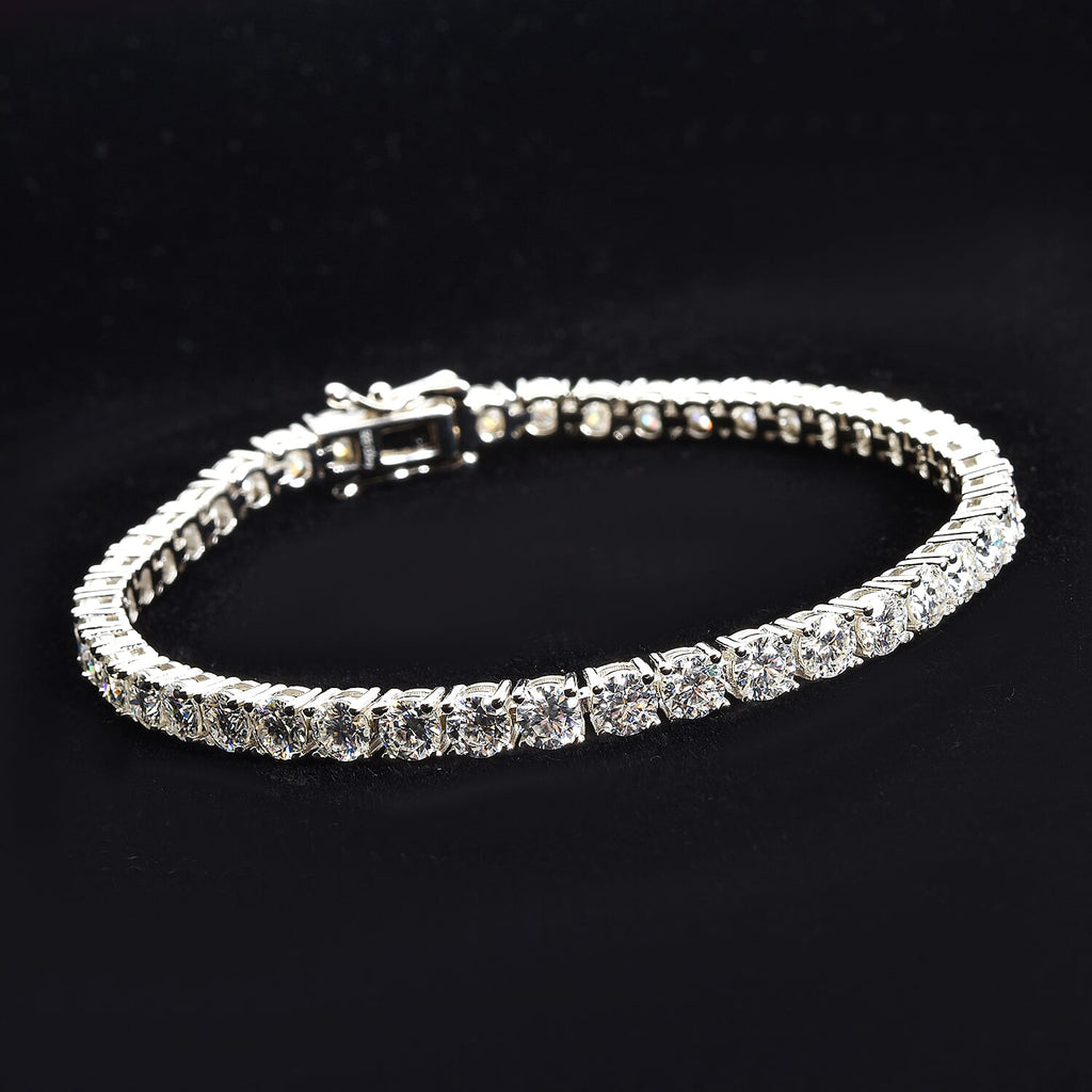 Moissanite Bracelet (Size - 7) in Rhodium Overlay Sterling Silver 9.25 Ct, Silver Wt. 8.00 Gms