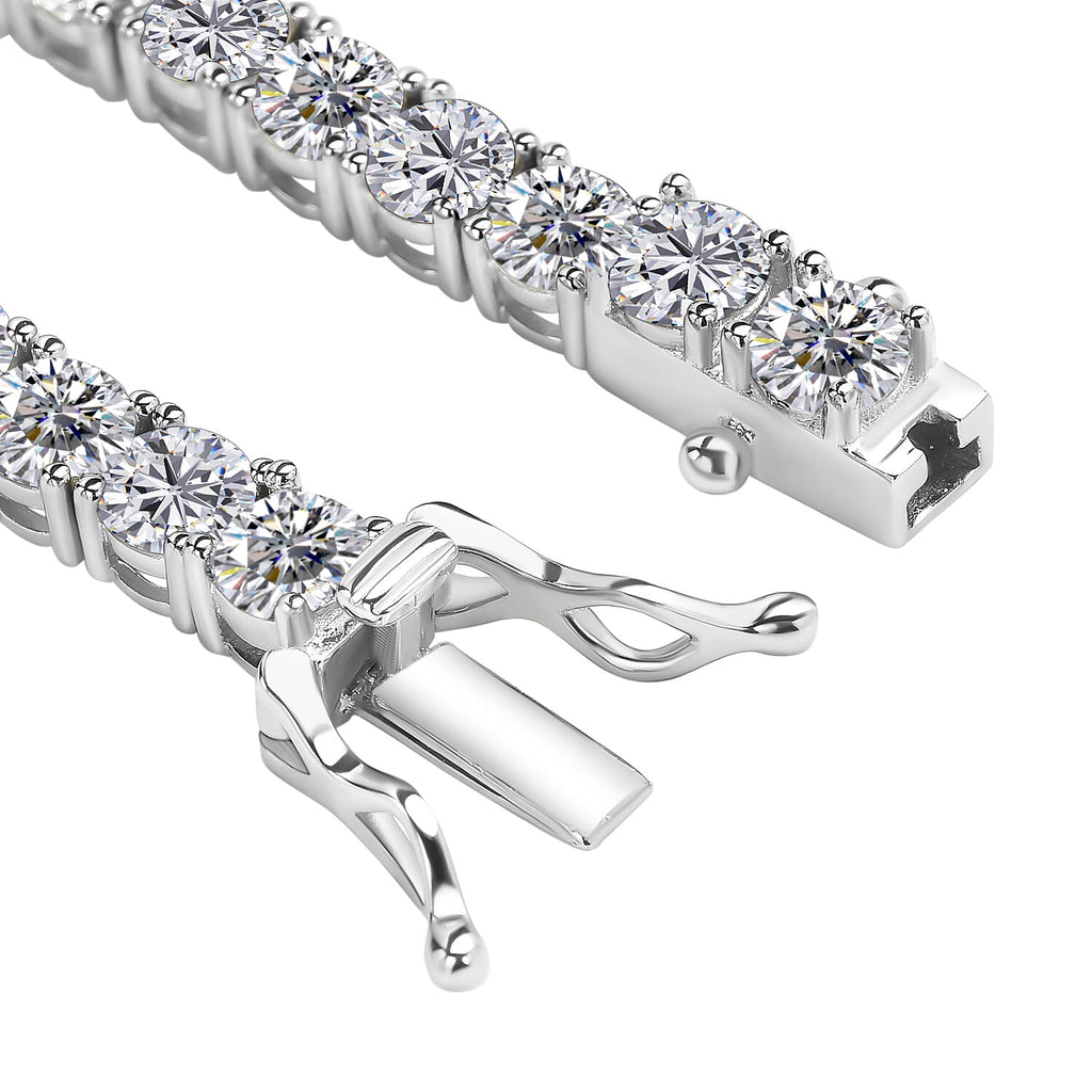 Moissanite Bracelet (Size - 7) in Rhodium Overlay Sterling Silver 9.25 Ct, Silver Wt. 8.00 Gms
