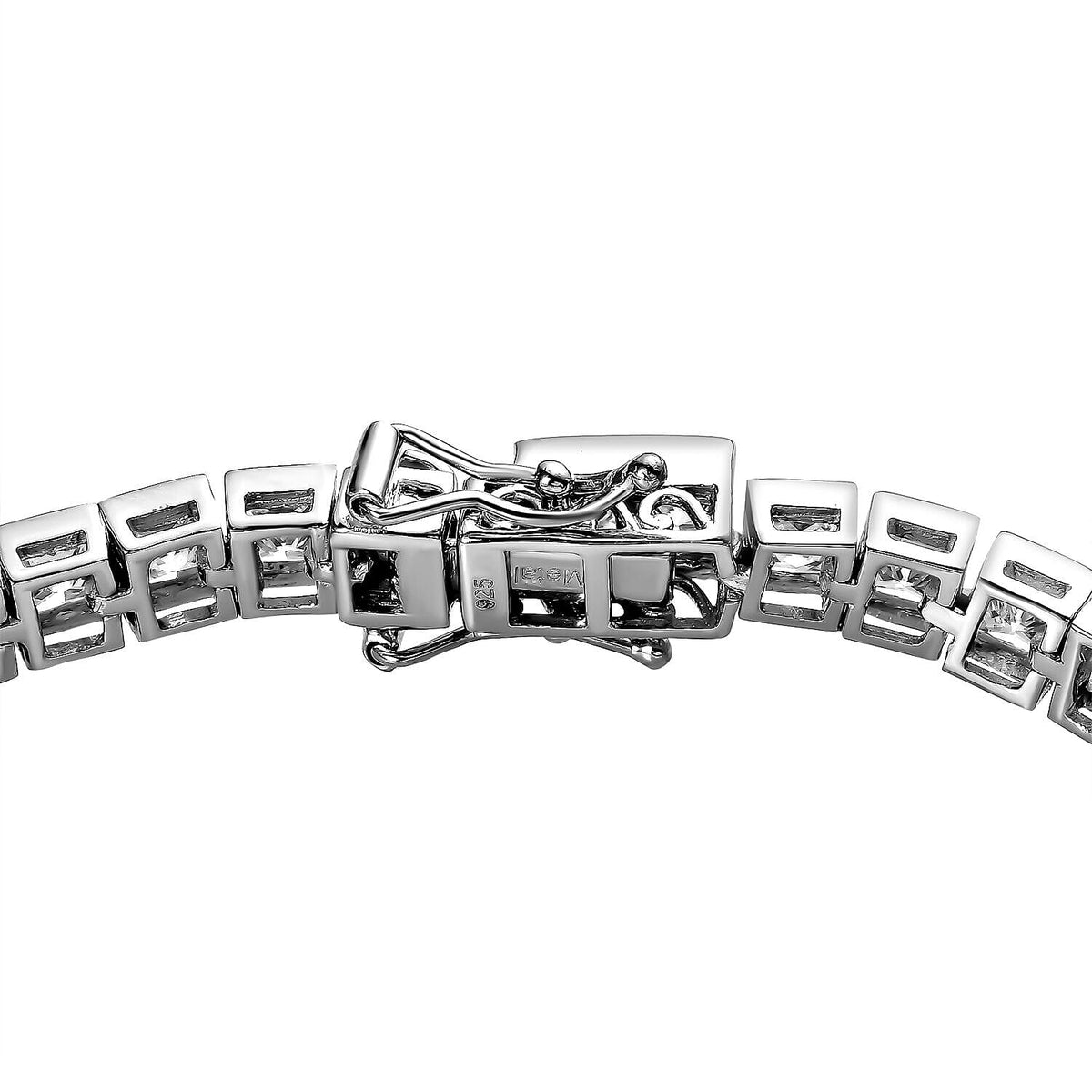 Moissanite Tennis Bracelet (Size - 8) in Platinum Overlay Sterling Silver 18.231 Ct, Silver Wt. 13.97 Gms 7386011 4