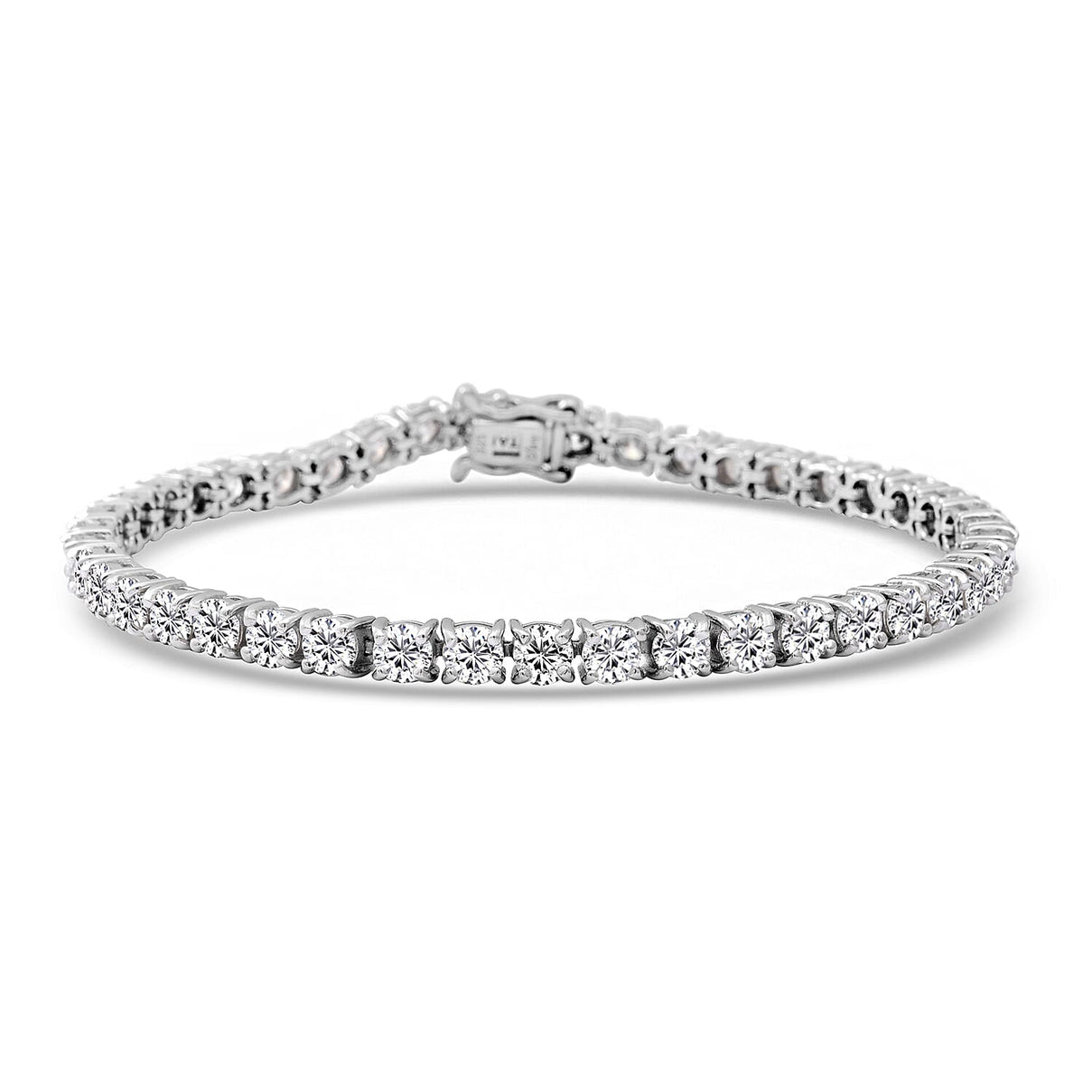 Moissanite Bracelet (Size - 7.5) in Rhodium Overlay Sterling Silver 10.32 Ct, Silver Wt. 10.27 Gms 8727329 0