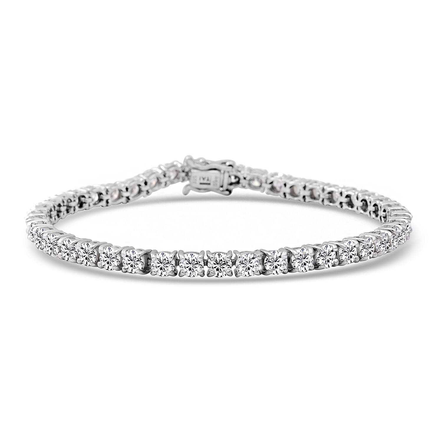 Moissanite Bracelet (Size - 7.5) in Rhodium Overlay Sterling Silver 10.32 Ct, Silver Wt. 10.27 Gms 8727329 0