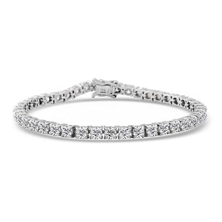 Moissanite Bracelet (Size - 7.5) in Rhodium Overlay Sterling Silver 10.32 Ct, Silver Wt. 10.27 Gms 8727329 1
