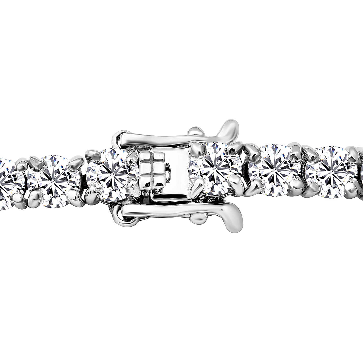 Moissanite Bracelet (Size - 7.5) in Rhodium Overlay Sterling Silver 10.32 Ct, Silver Wt. 10.27 Gms 8727329 2