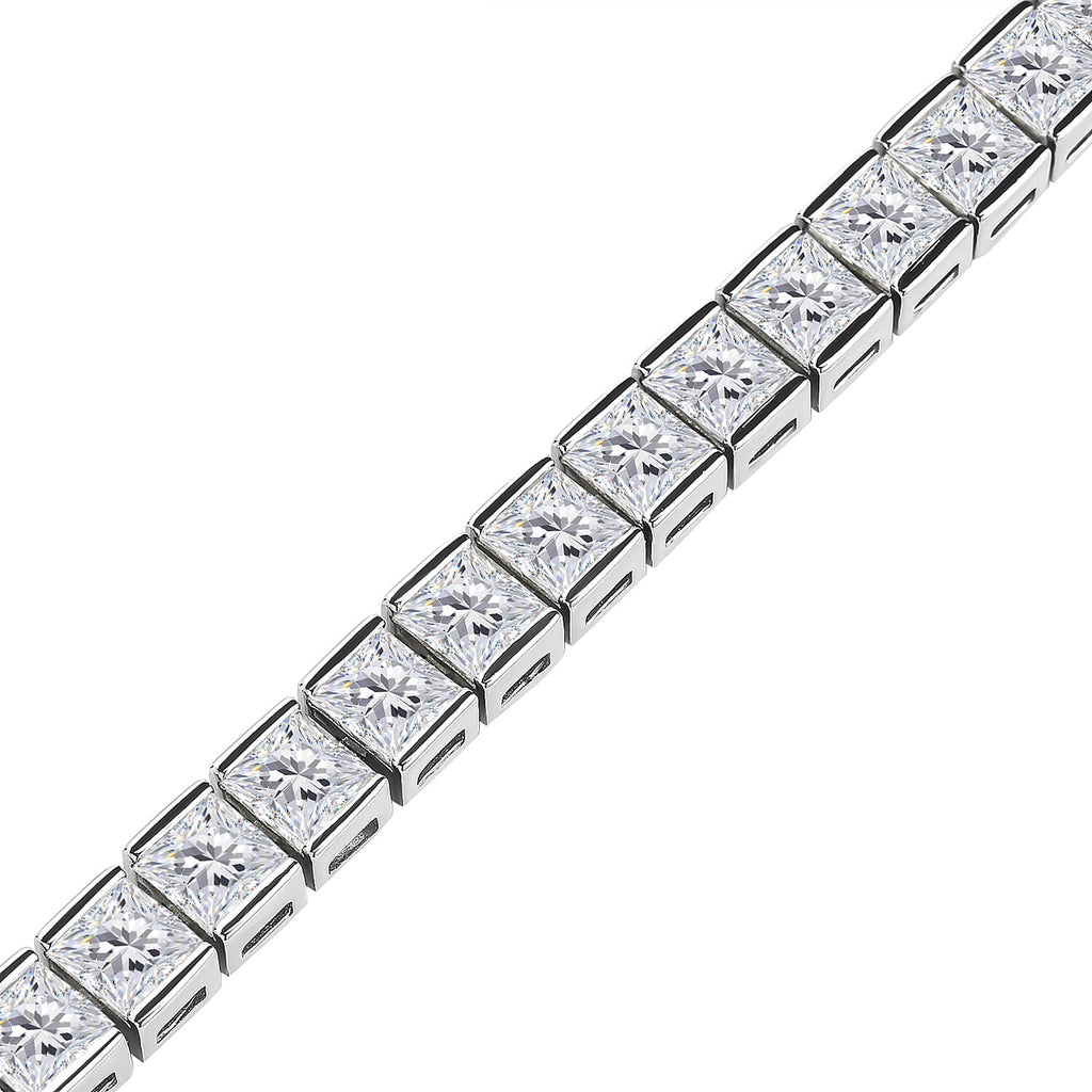 Moissanite Bracelet (Size - 7) in Rhodium Overlay Sterling Silver 14.00 Ct, Silver Wt. 12.40 Gms