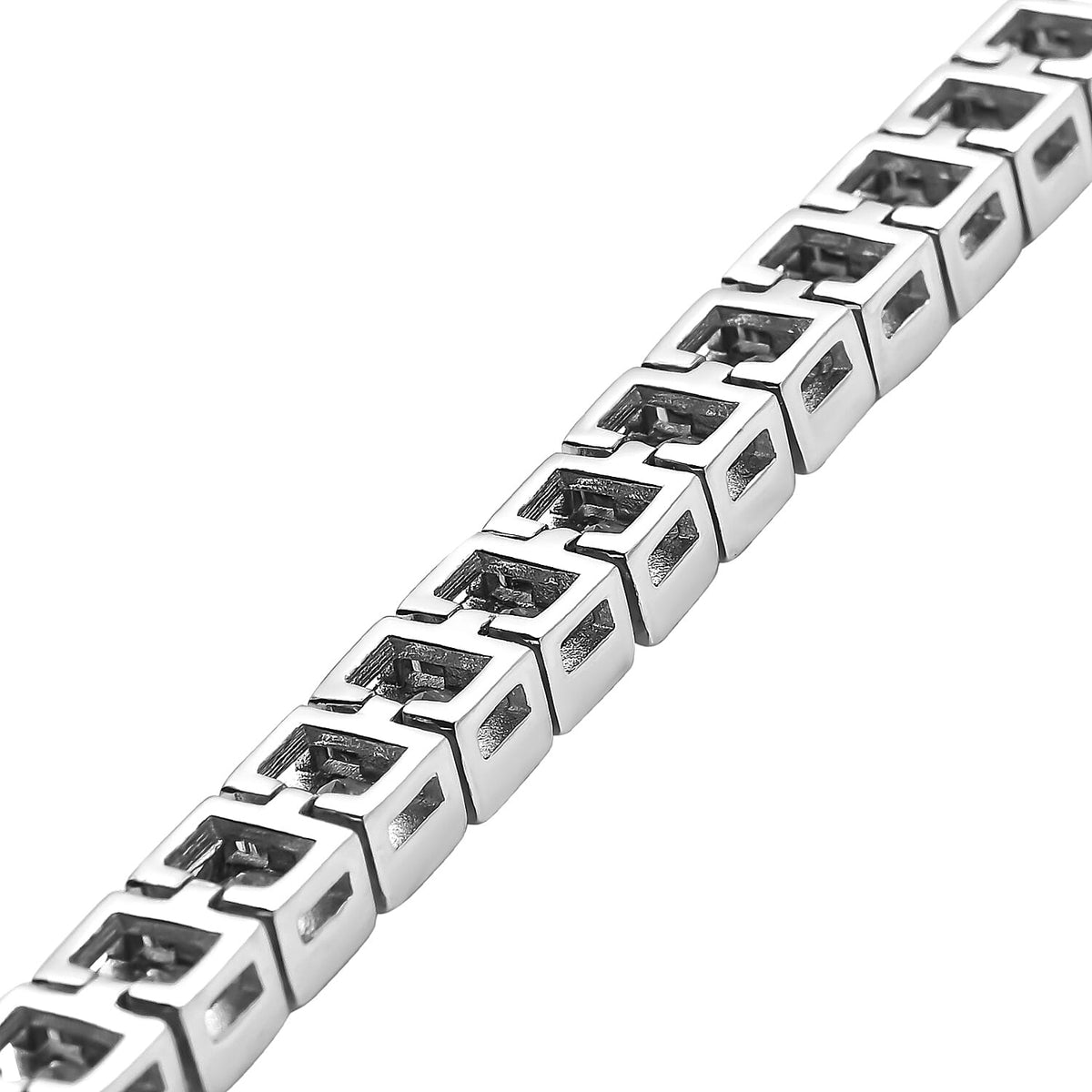 Moissanite Bracelet (Size - 7) in Rhodium Overlay Sterling Silver 14.00 Ct, Silver Wt. 12.40 Gms 3891097 7