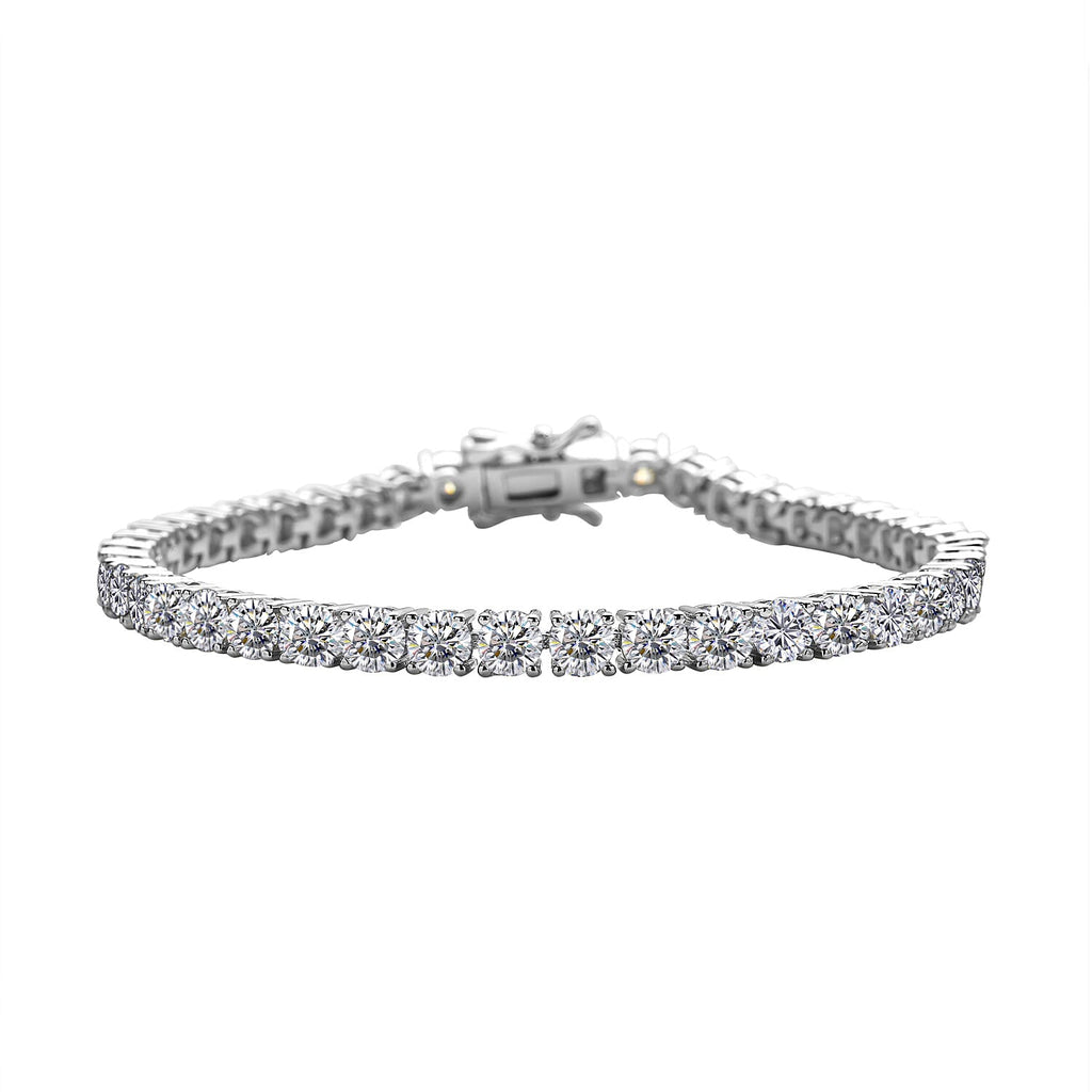 Moissanite Bracelet (Size - 7) in Rhodium Overlay Sterling Silver 9.25 Ct, Silver Wt. 8.00 Gms