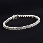 Moissanite Bracelet (Size - 7) in Rhodium Overlay Sterling Silver 9.25 Ct, Silver Wt. 8.00 Gms
