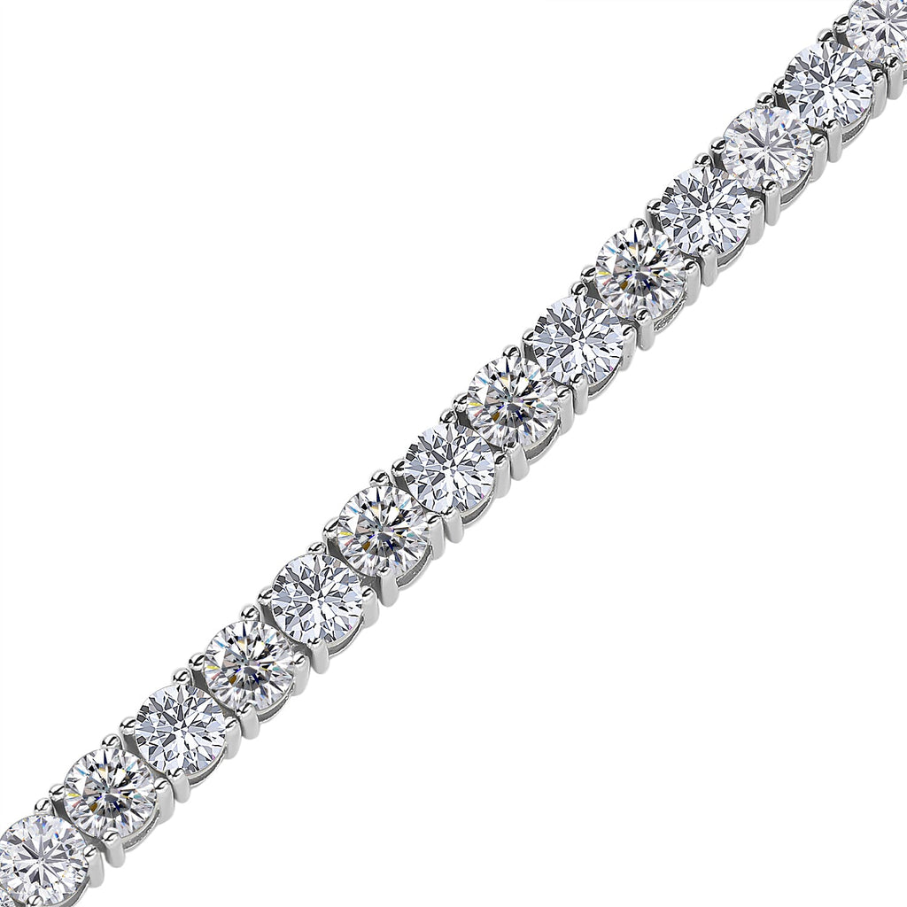 Moissanite Bracelet (Size - 7) in Rhodium Overlay Sterling Silver 9.25 Ct, Silver Wt. 8.00 Gms