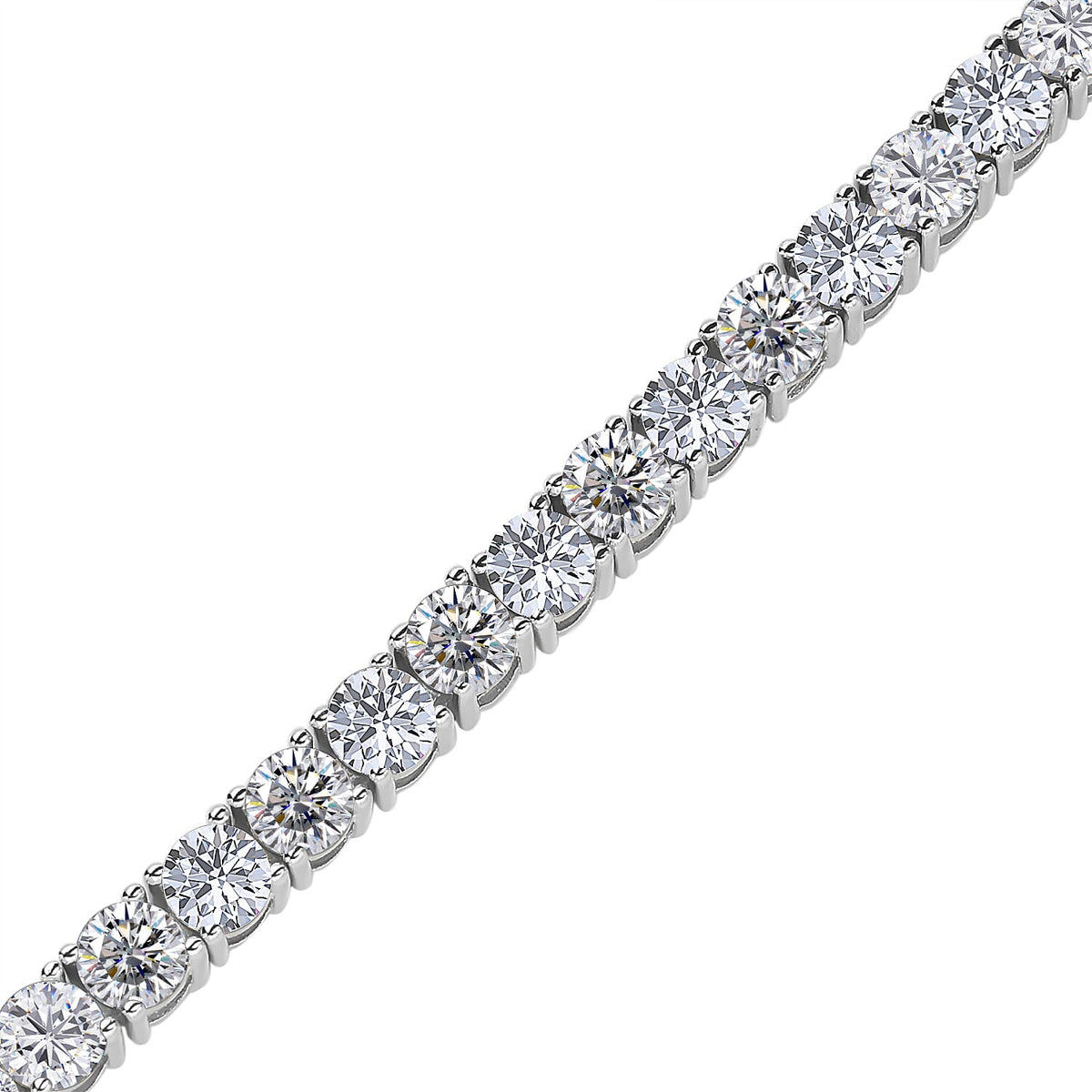 Moissanite Bracelet (Size - 7) in Rhodium Overlay Sterling Silver 9.25 Ct, Silver Wt. 8.00 Gms 3890735 5