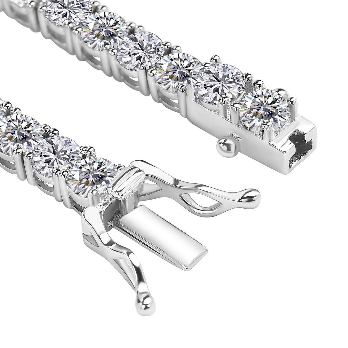 Moissanite Bracelet (Size - 7) in Rhodium Overlay Sterling Silver 9.25 Ct, Silver Wt. 8.00 Gms 3890735 9