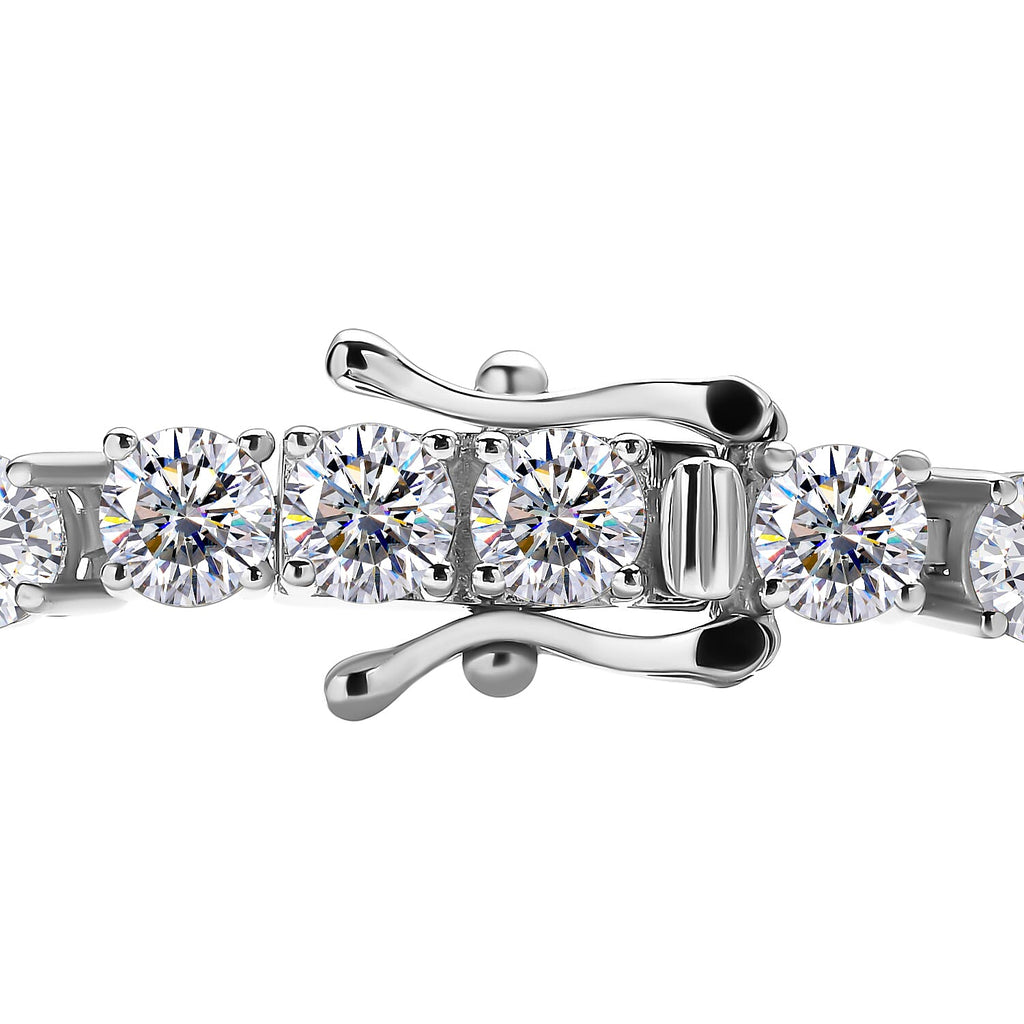 Moissanite Bracelet (Size - 7) in Rhodium Overlay Sterling Silver 9.25 Ct, Silver Wt. 8.00 Gms