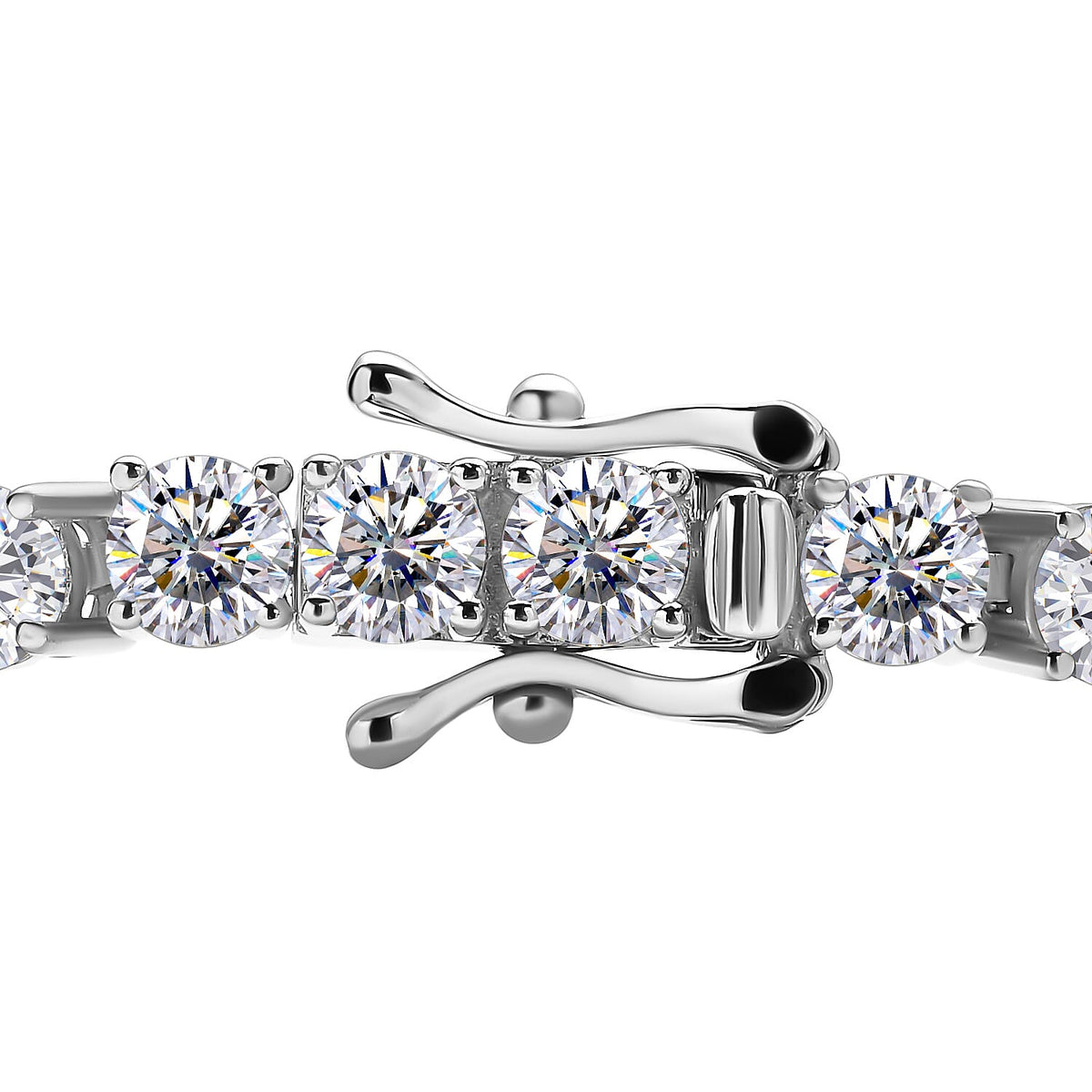Moissanite Bracelet (Size - 7) in Rhodium Overlay Sterling Silver 9.25 Ct, Silver Wt. 8.00 Gms 3890735 11