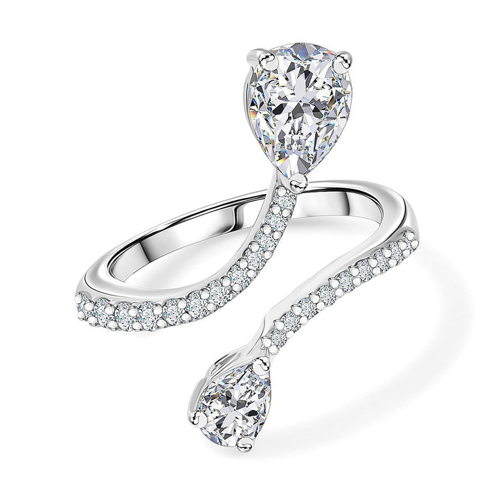 Moissanite Adjustable Bypass Ring in Rhodium Overlay Sterling Silver 1.80 Ct. 8156738 1