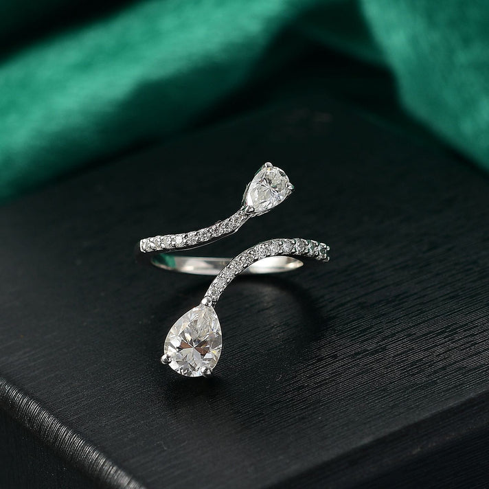 Moissanite Adjustable Bypass Ring in Rhodium Overlay Sterling Silver 1.80 Ct. 8156738 2