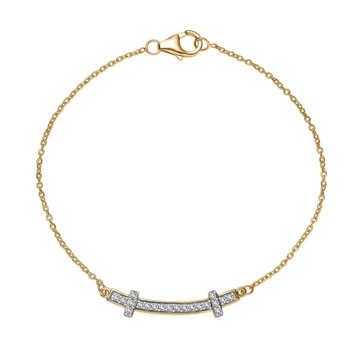 Moissanite Chain Bracelet (Size - 7.5) with Lobster Clasp in 18K Vermeil Yellow Gold Over Sterling Silver 8137305 0