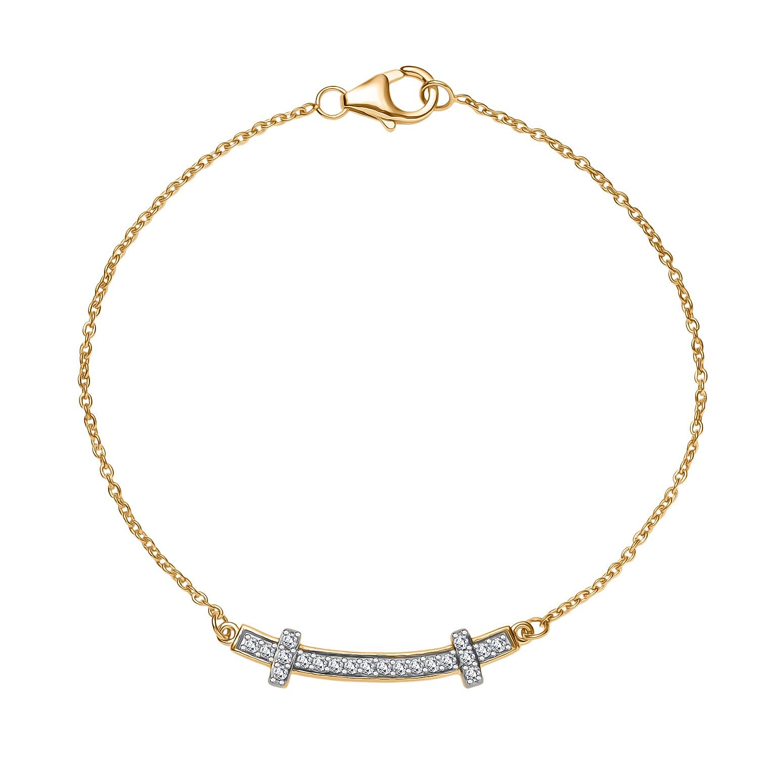 Moissanite Chain Bracelet (Size - 7.5) with Lobster Clasp in 18K Vermeil Yellow Gold Over Sterling Silver 8137305 0