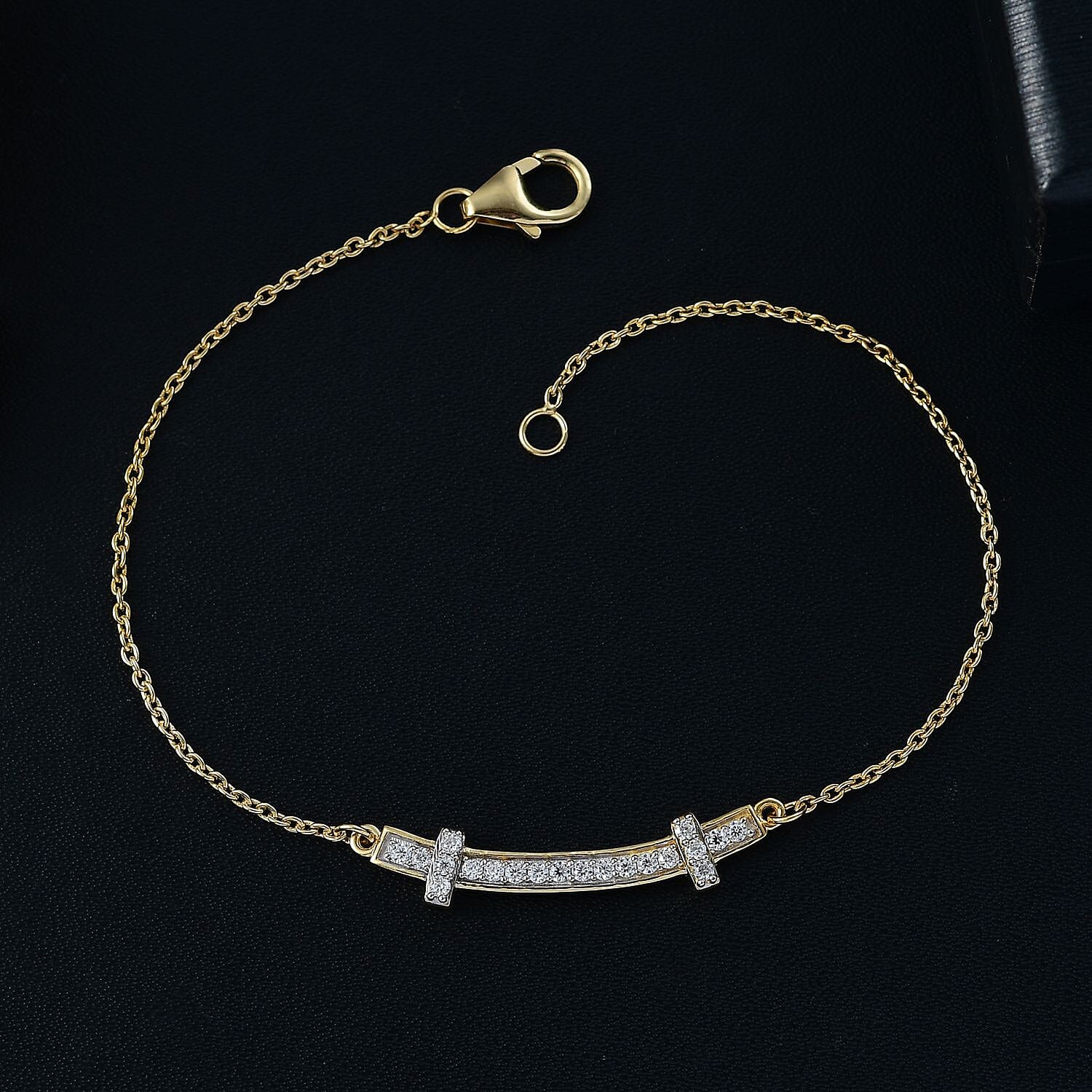 Moissanite Chain Bracelet (Size - 7.5) with Lobster Clasp in 18K Vermeil Yellow Gold Over Sterling Silver 8137305 2