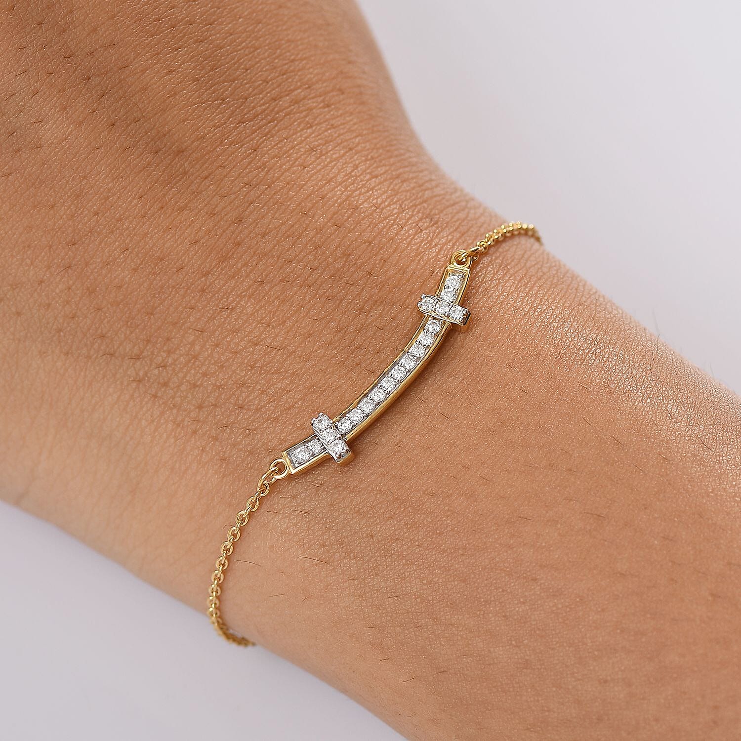 Moissanite Chain Bracelet (Size - 7.5) with Lobster Clasp in 18K Vermeil Yellow Gold Over Sterling Silver 8137305 3
