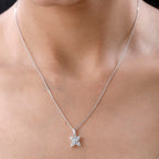 Moissanite Floral Pendant with Chain (Size 20) in Platinum Overlay Sterling Silver
