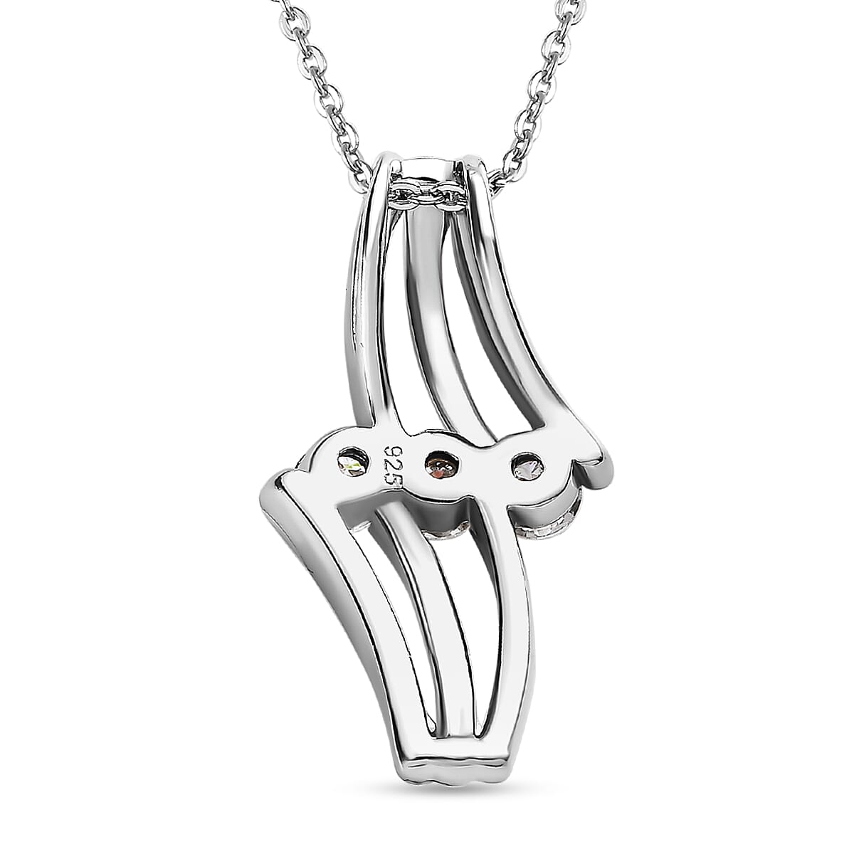 Moissanite Pendant with Chain (Size 20) in Platinum Overlay, 18K Yellow and Rose Gold Vermeil Sterling Silver 4151394 5