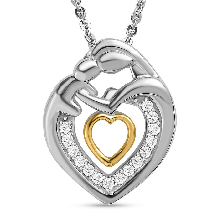 Moissanite Pendant with Chain (Size 20) in 18K Vermeil Yellow Gold &amp; Platinum Plated Sterling Silver 4141104 1