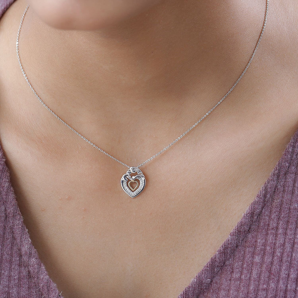 Moissanite Pendant with Chain (Size 20) in 18K Vermeil Yellow Gold &amp; Platinum Plated Sterling Silver 4141104 2