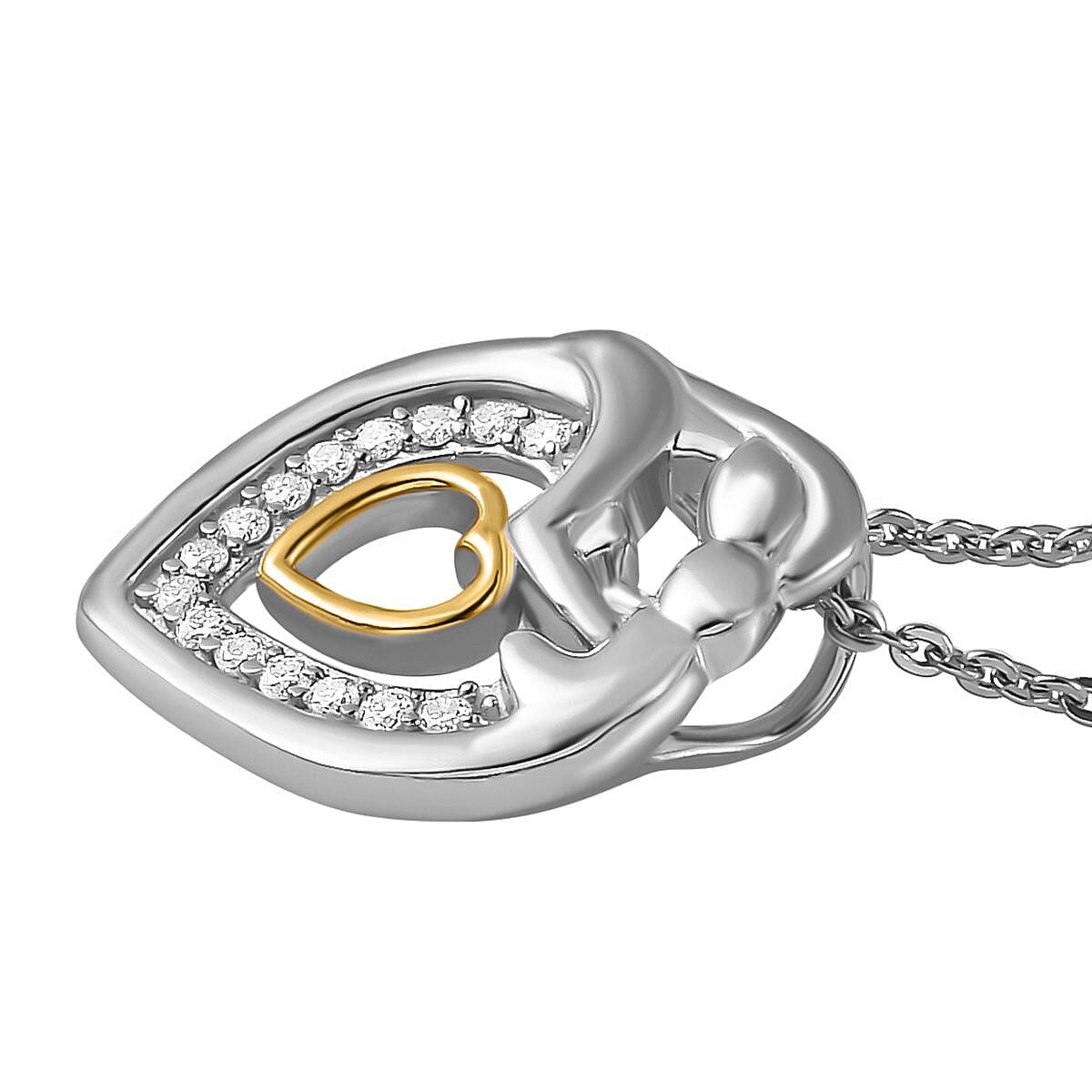 Moissanite Pendant with Chain (Size 20) in 18K Vermeil Yellow Gold &amp; Platinum Plated Sterling Silver 4141104 4