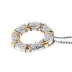 Royal Bali Collection - D'Joy Moissanite Circle Pendant with Chain (Size 20) in Yellow Gold Plated & Platinum Overlay Sterling Silver 1.40 Ct