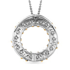 Royal Bali Collection - D'Joy Moissanite Circle Pendant with Chain (Size 20) in Yellow Gold Plated & Platinum Overlay Sterling Silver 1.40 Ct